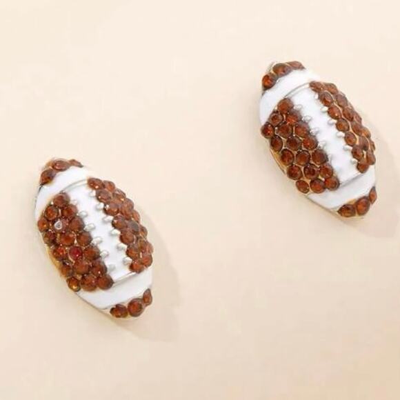 Crystal Football Stud Earrings - Picture 1 of 2